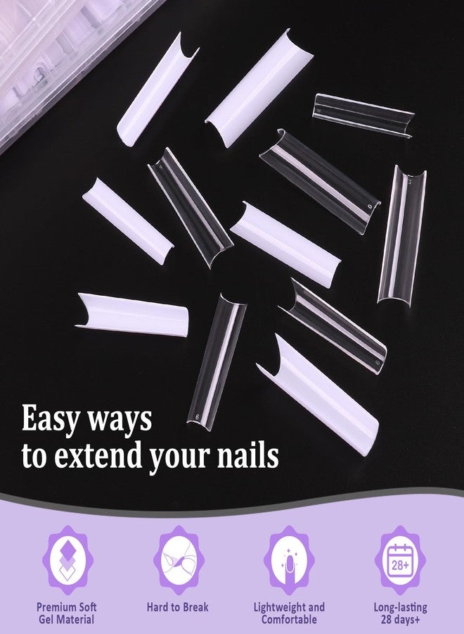 SWEET TREND Fake Nail Tips White Clear: Sweet Trend No C Curve Tapered Square Nail Tips for Acrylic Nails - 480Pcs 12 Sizes Extra Long Straight Nail Extension Kit - with Glue Remover & Glue Acrylic Clippers Set - Image 3
